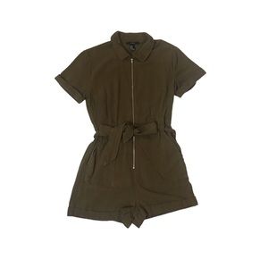 Forever21 Green Jumpsuit Romper with Zip Front